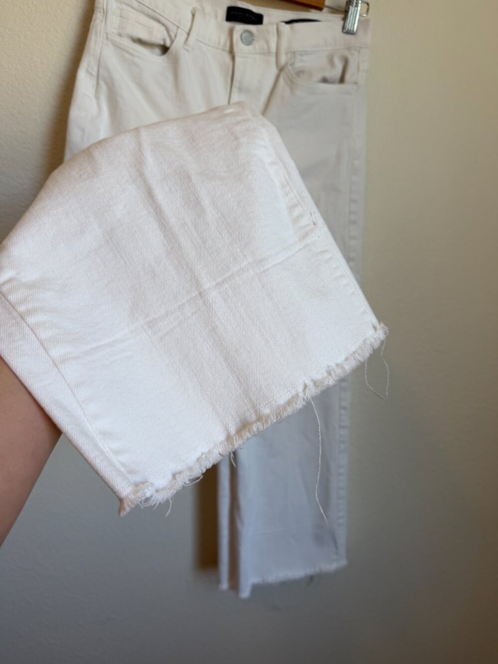 Banana Republic High Rise Cropped Wide Leg Jeans White Raw Hem Size 27 - Picture 4 of 9